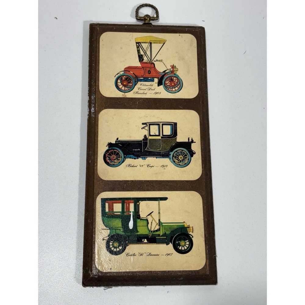Vintage Old Steam Vehicles LITHO Arthur A Kaplan Co.‎ Hanging Plaque 12x5